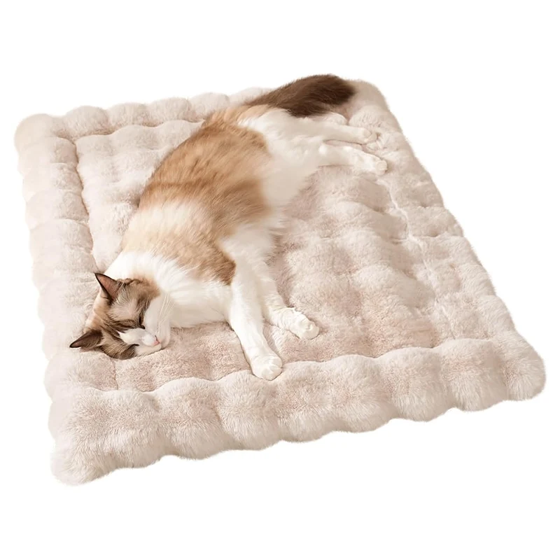 SOMAHE Tapis pour chat – Doux en fausse fourrure, lavable en machine, anti-dérapant, 23×15 pouces