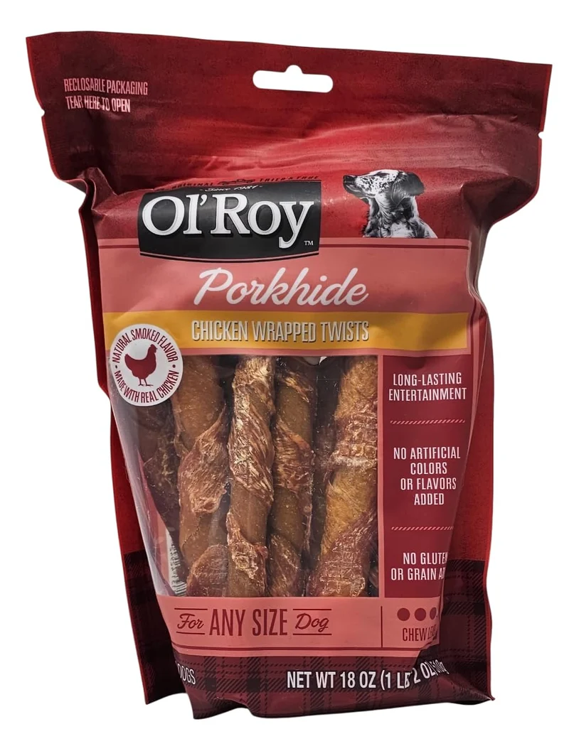 Ol' Roy – Twists porc et poulet enveloppés pour chien, 18 oz