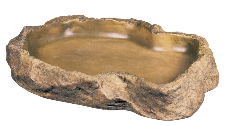 Exo Terra Assiette Nourriture et Eau – Roche Naturelle pour Reptiles – Résine Alimentaire, Non-Poreuse, Taille Très Grande