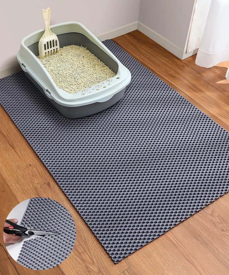 Cooyes Tapis Litière Chat – Grand 35x23 po, Coupe à Ajuster, Imperméable et Anti-Dérapant, Protège-Sol