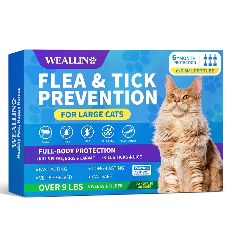 WEALLIN Traitement Puces et Tiques pour Chat Grand - 6 Doses