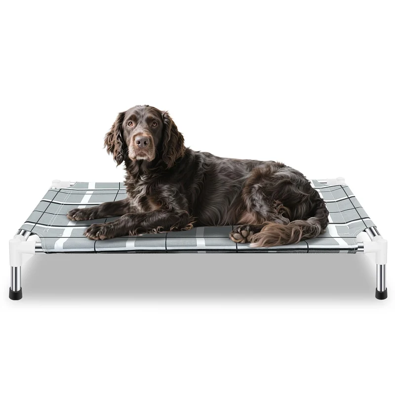 Topsmartking - Lit Chien Exterieur Eleve et Refroidissant, Cadre Acier Inox Portable