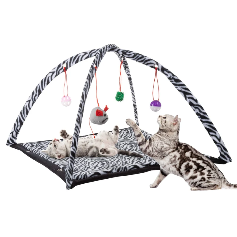 PETMAKER Centre d’Activité pour Chats – Jeu Interactif, Tapis Fleece et Jouets Pendues