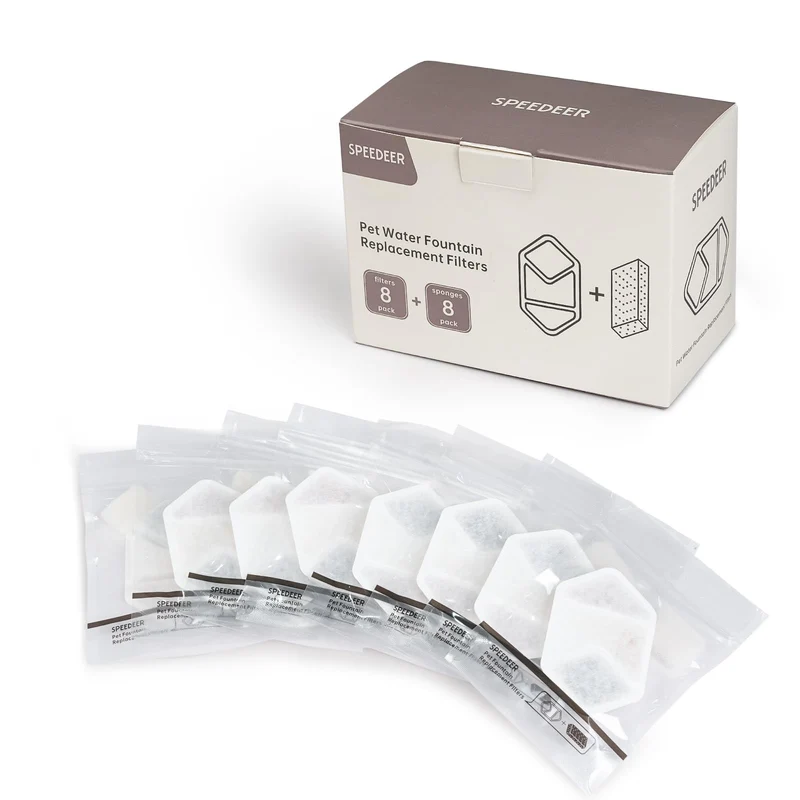 Speedeer – 8 Packs Filtres et Pré-Filtres de Remplacement pour Fontaine Chat Sans Fil 4L/135oz ZTI0506