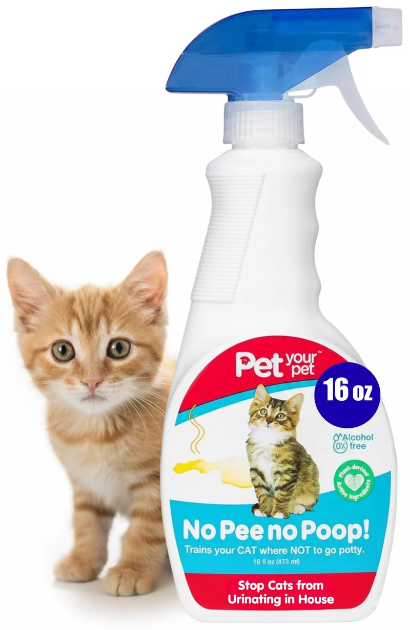 PET YOUR PET Spray d'entraînement pour chat — 16oz, sans toxines, stoppe le marquage et les selles