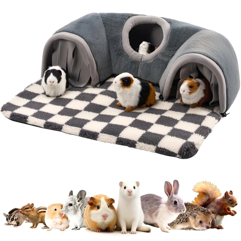 Avont Tunnel Abri Grand pour Petits Animaux – Confort Doux et Design 2-en-1 Gris
