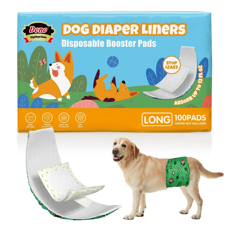 Dono Inserts jetables pour couches de chien — Absorption Ultra, 100 pièces, pour harnais et bandes ventrales, taille longue
