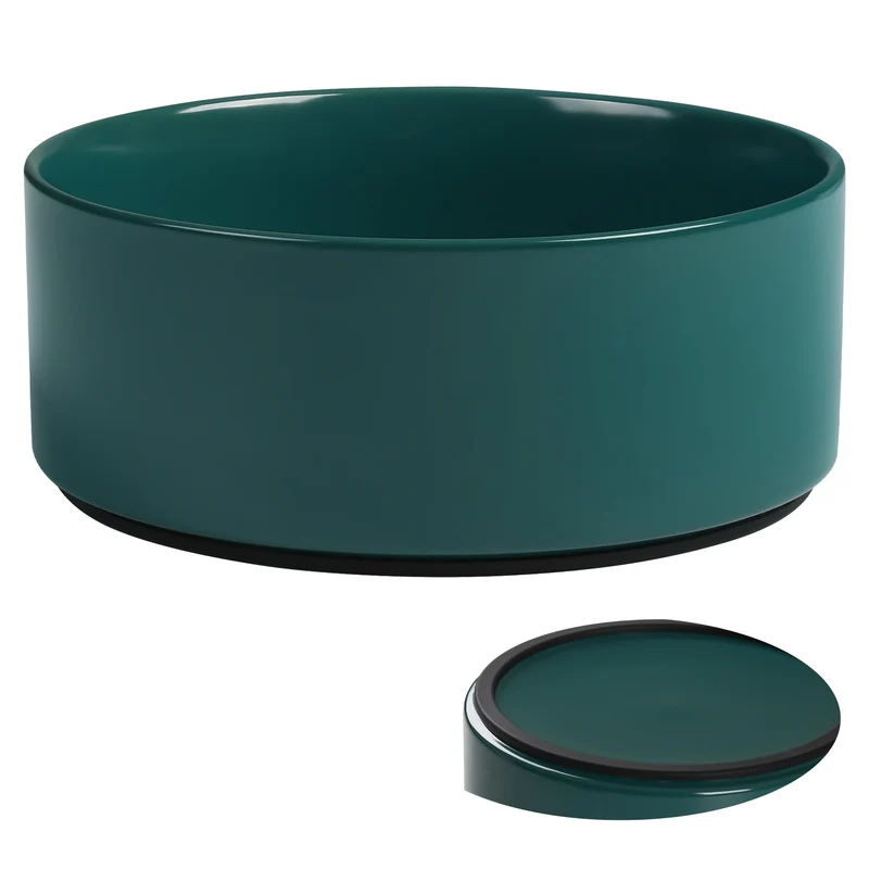 Kitwinney Grandes gamelles pour chien – Céramique lourde anti-dérapante avec socle silicone, 20 cm (8 pouces), Vert