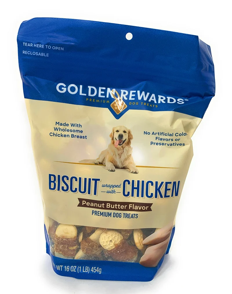 Golden Rewards Biscuits Saveur Beurre de Cacahuète et Poulet pour Chiens – 16 oz