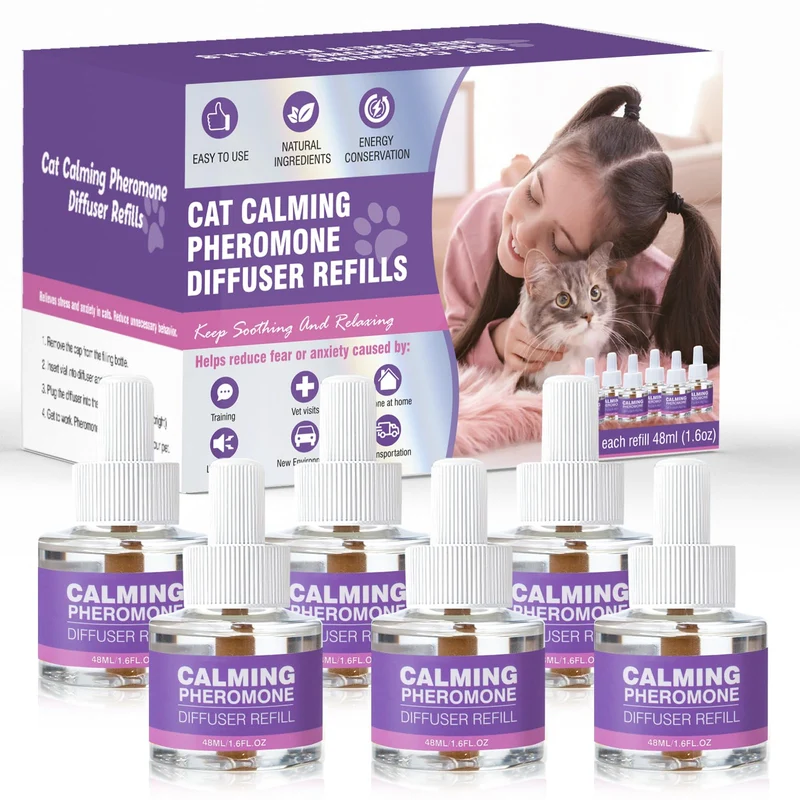 TTLXRL Diffuseur de Pheromones pour Chats – Recharge 6x 48ml, Multichats, À Brancher