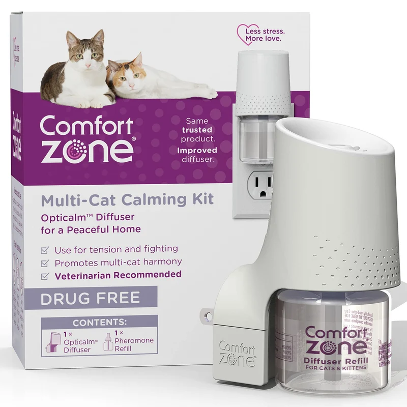 Comfort Zone – Ensemble de démarrage 30 jours pour chats : Diffuseur Multicat et Recharge, Phéromones Calmes