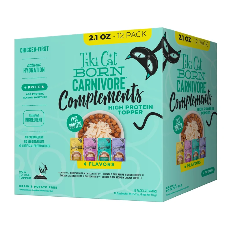 Tiki Cat Born Carnivore Complements – Pack varié de 12 sachets de 60 g