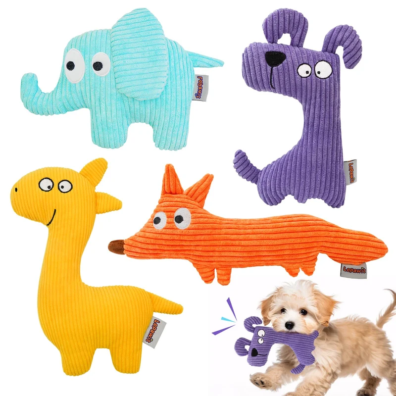 Lepawit - Jouets à Couineur pour Petits Chiens en Peluche, Interaction Intérieure - Lot de 4