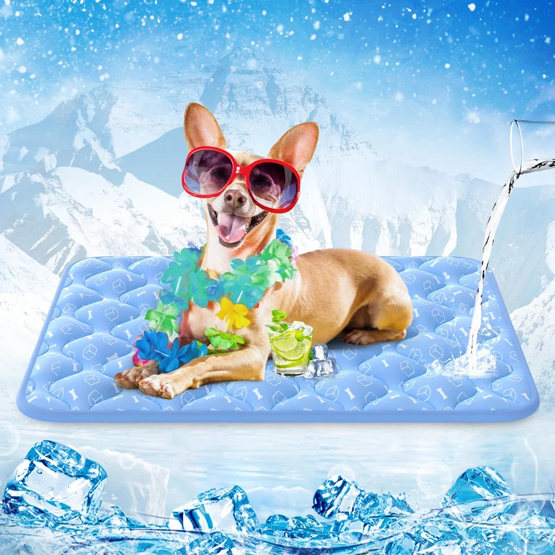 Rywell Tapis Rafraîchissant pour Chien 2.0 – Bleu Océan, Arc-Chill, Étanche & Non-Toxique
