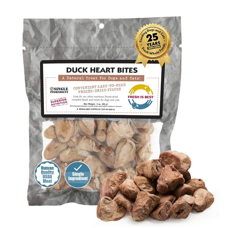 Fresh Is Best Cœur de Canard Séché – Friandises Lyophilisées pour Chiens et Chats – Fabriqué aux États‑Unis