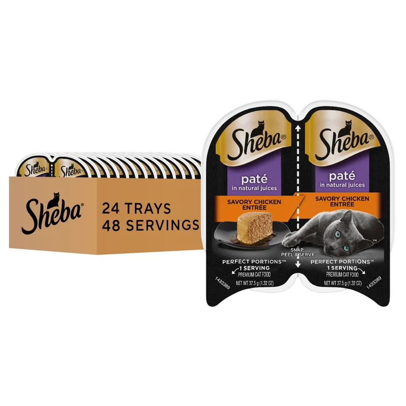 Sheba Perfect Portions Pâté pour Chat – Entrée au Poulet, Ensemble-Jumeaux 24x2,6 oz