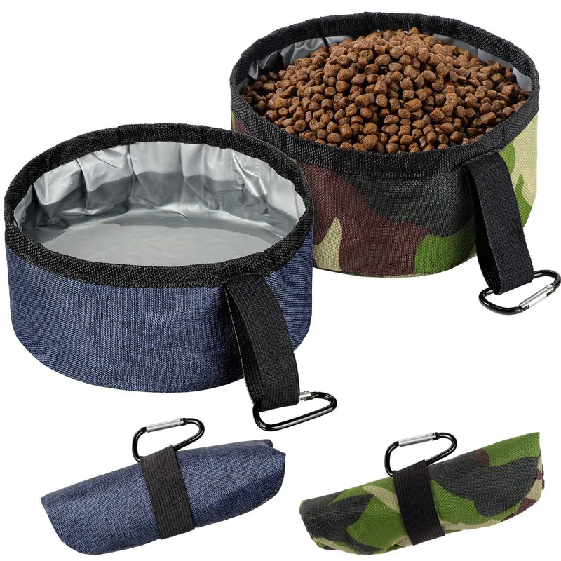 Meanplan — Lot de 2 Bols Pliables pour Chien, Bol Portable de Voyage 1,2 L (Camouflage Vert / Bleu Foncé)