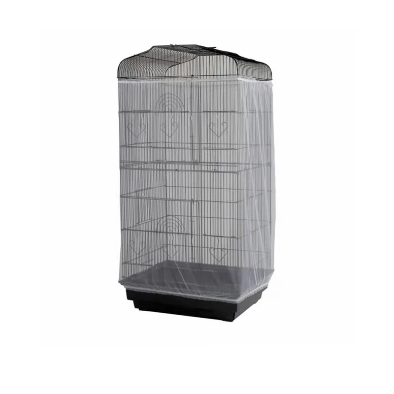 Jupe de cage pour oiseaux ajustable – Circonférence 118 po x largeur 32 po – filet nylon doux et aérien, blanc