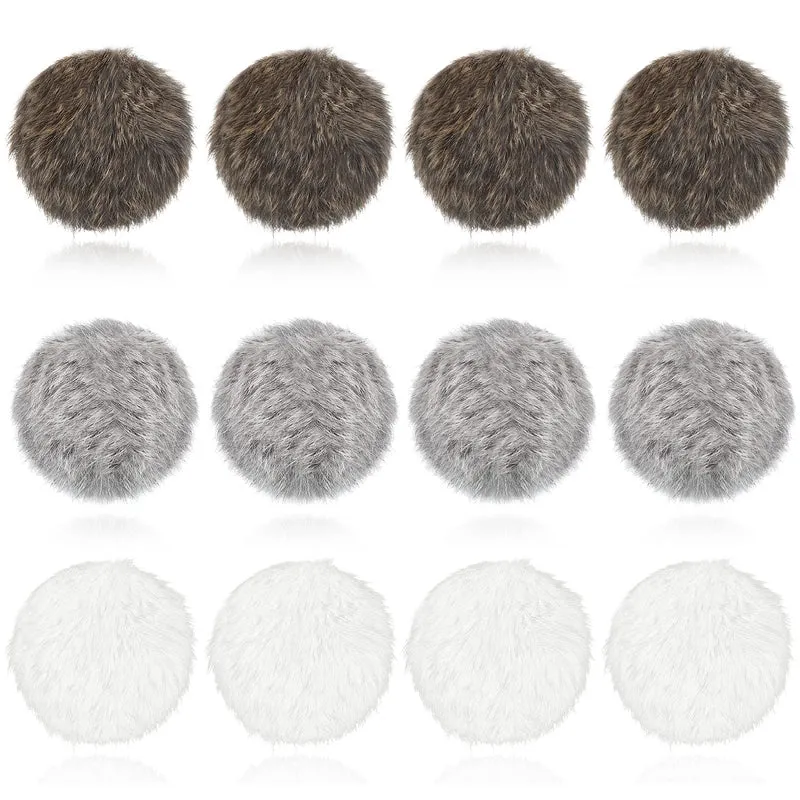 LEIFIDE: 12 Boules Pom-Pom en Fourrure de Lapin pour Chats – Gris, Café et Blanc