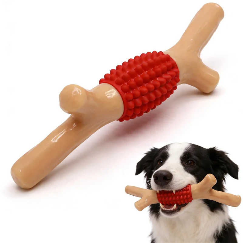 SCHITEC — Jouet à mâcher pour chiens agressifs | Bâton de dentition en nylon et caoutchouc au goût bacon réel, pour grandes et moyennes races