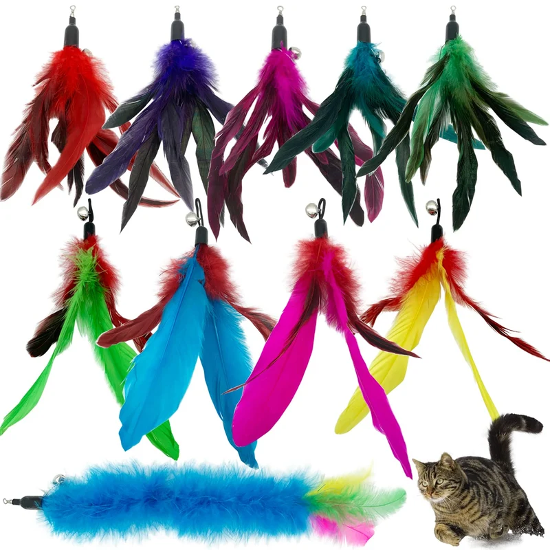 CATENESS Recharges de Plumes pour Jouet à Baguette – 10 Pièces pour Chats d’Intérieur