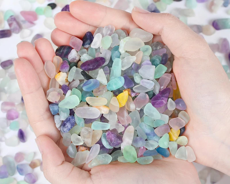 QINJIEJIE Galets Fluorite pour Aquarium – Graviers Polies 0,55 lb – Décor Naturel