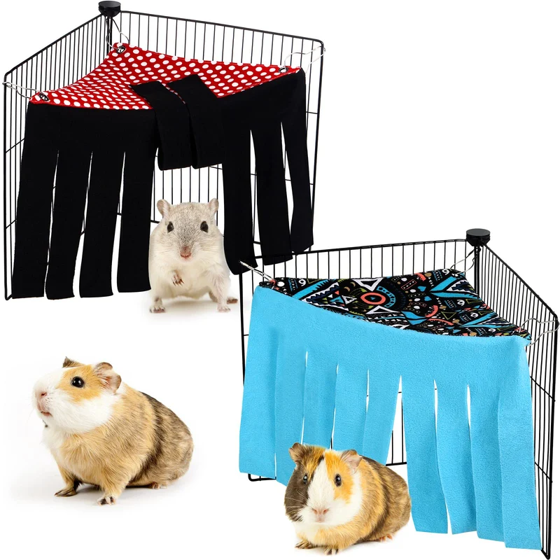 Shappy – 2 Pièces Cachette en Fleece pour Petits Animaux – Hamac d’Angle et Accessoires de Cage (Motif Pois)