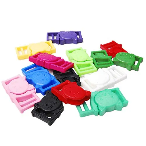 CooBigo - 25 Boucles Tête de Chat en Plastique, Détachables, 11 mm (3/8''), Mélange de Couleurs