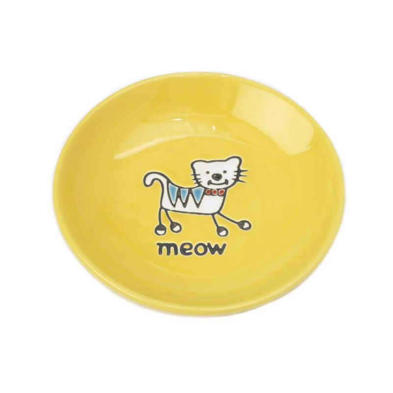 Petrageous Silly Kitty – Assiette en pierre 5 po, 2,5 oz, jaune, compatible lave-vaisselle et micro-ondes