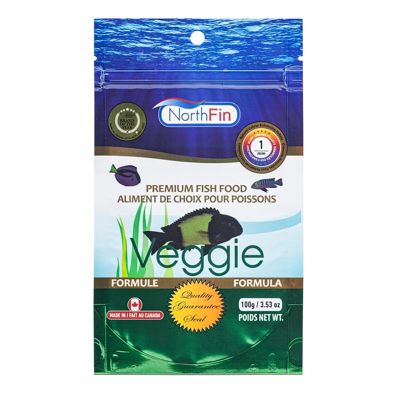 Northfin Nourriture Poisson Végétale – Granulés à Coulée lente (1 mm, 100 g) | Algues Bio, Spiruline et Astaxanthine pour Couleurs et Digestion