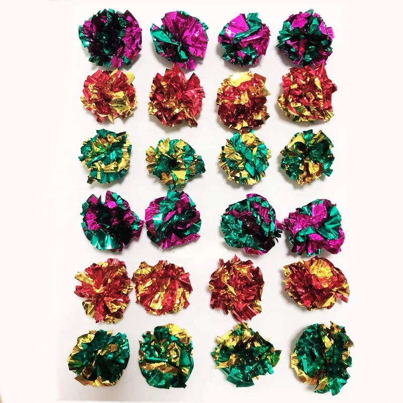PETFAVORITES Boules Crinkle Mylar – Jouets interactifs pour chats (24 pièces) 2,36–2,5 po