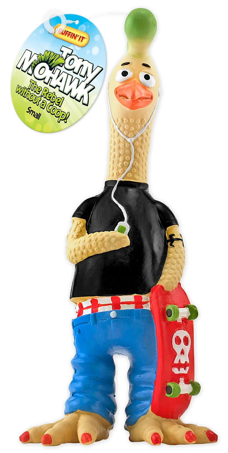 Ruffin' It Tony Mohawk – Jouet Poulet en Latex Durable pour Chiens (Petit)