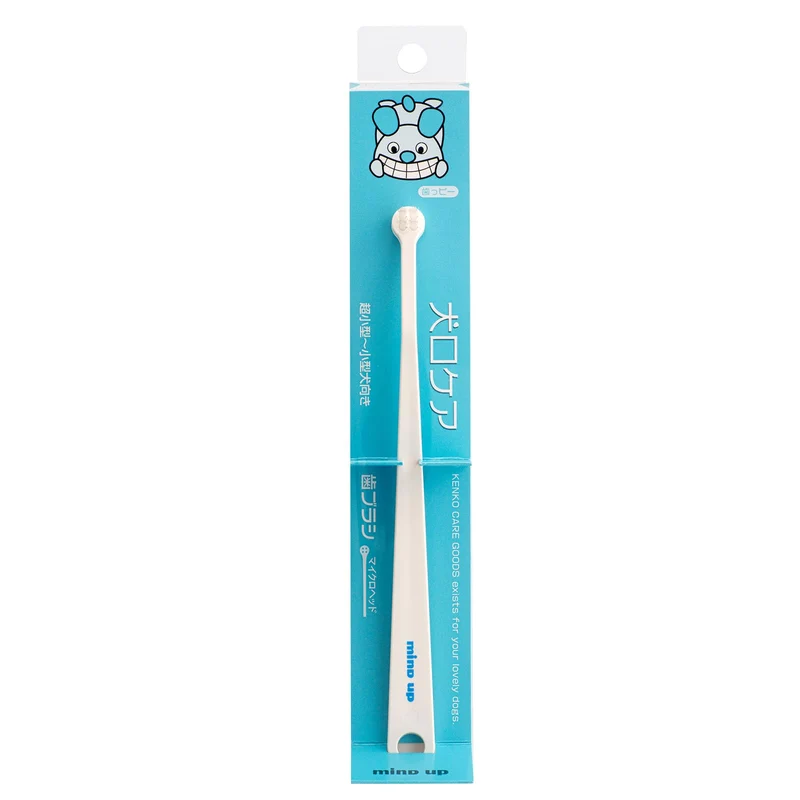 MIND UP Brosse à dents pour chien - tête micro, poignée inclinée 15°, ultra-petits chiens, fabriqué au Japon