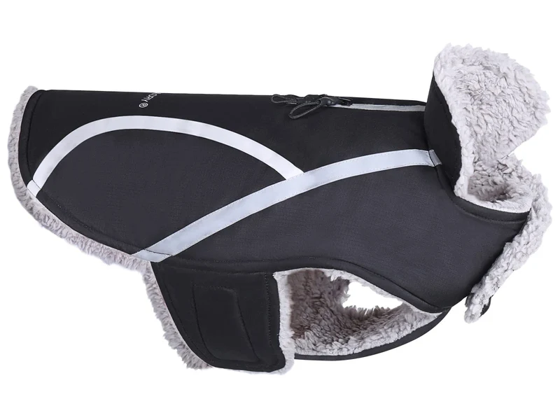 VIVAGLORY Frostfit Manteau pour Chien – Hiver Chaud et Imperméable, Doublure Polaire, Ouverture Harnais, XL Noir