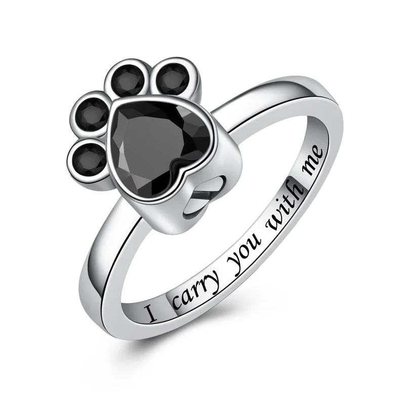Fookduoduo — Bague urne pour animaux en argent 925, mémoire pour chien et chat – Taille 8