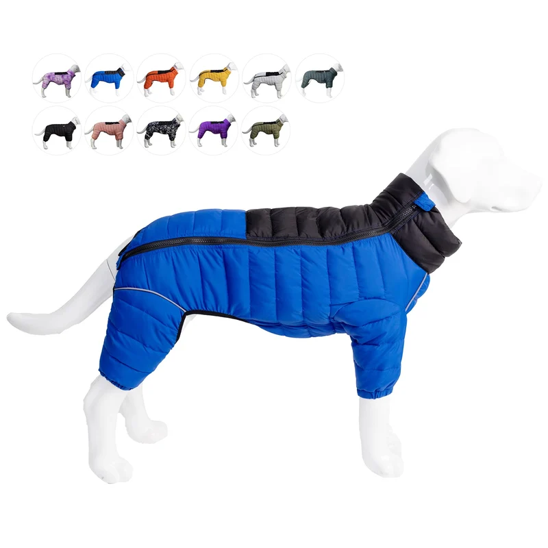 Lovelonglong Veste Chien Bleu — Imperméable, Coupe-vent, 4 Pattes, Réfléchissante, Zip Ajustable