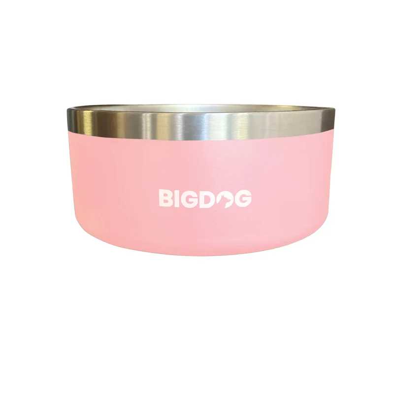 BIGDOG Bol pour chien de grande taille – Inox, anti-débordement, 100 oz, rose