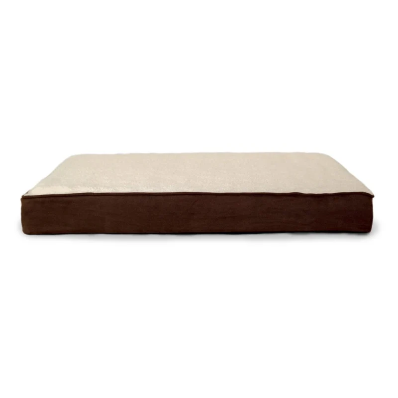 Furhaven — Lit orthopédique pour chien de grande taille jusqu’à 95 lb, surface Sherpa & Suede, Espresso Jumbo/XL