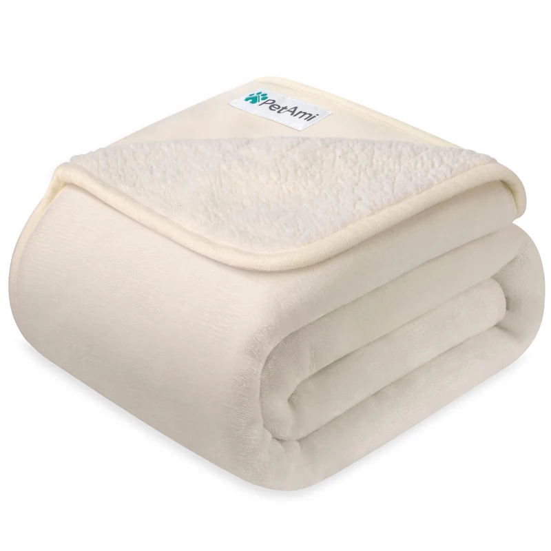 PetAmi Couverture Imperméable pour Chiens et Chats – Sherpa Fleece XL 60x80 Beige
