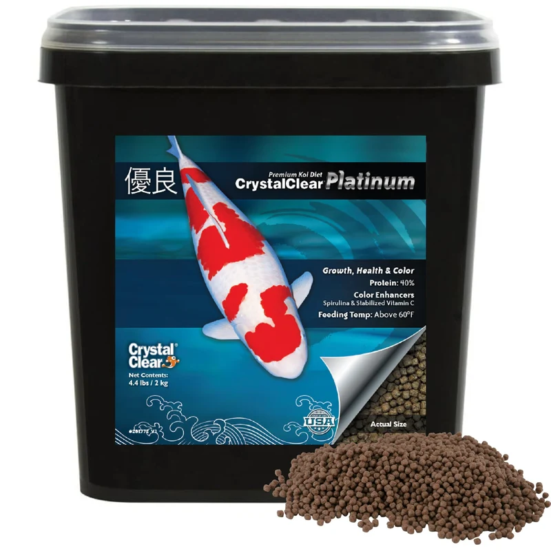 CrystalClear Platinum – Alimentation flottante premium pour koi et poissons rouges, granulés 3 mm, 4,4 lb