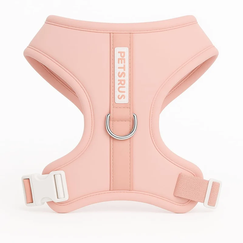 PETsRUS Harnais anti-pull doux en néoprène – Clips avant/arrière, réglable (Rose Bébé, M)