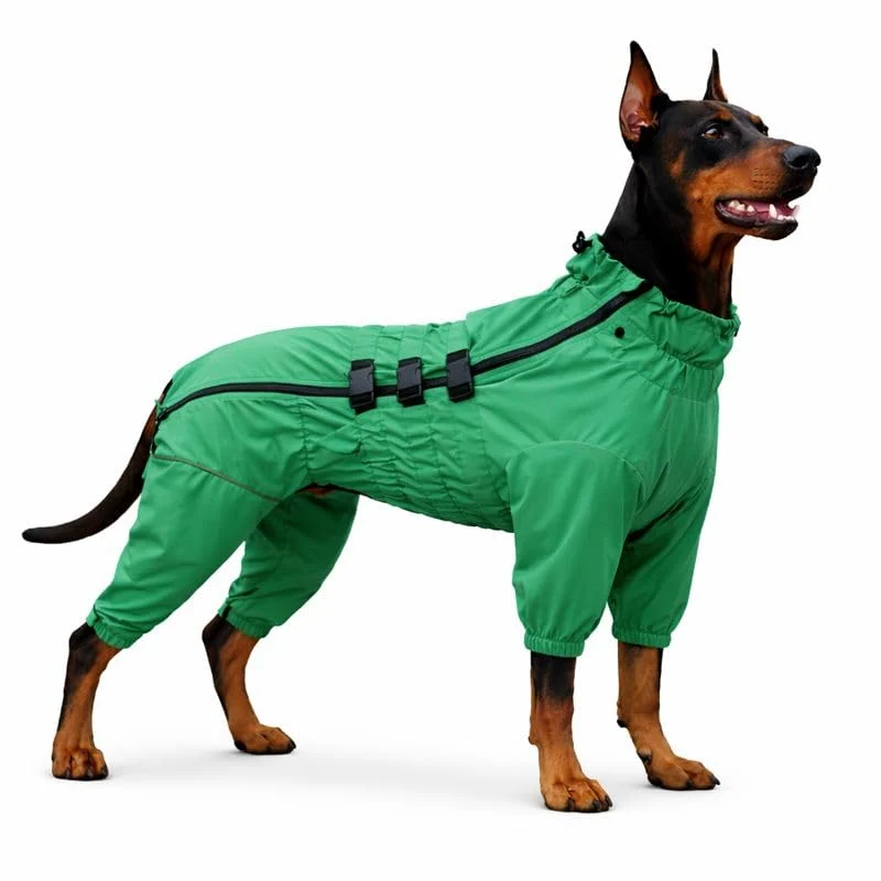Lovelonglong Manteau Imperméable pour Chien – Combinaison 4 Jambes avec Bandes Réfléchissantes et Ouverture Laisse