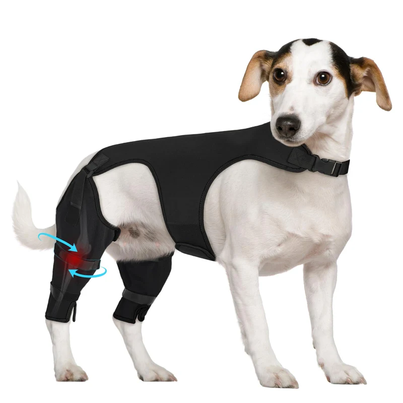 Supet Manchon Patte Arriere Chien – Anti-Lechage, Design adapte a l'urinage, TPLO/ACL, Lavable, Noir M