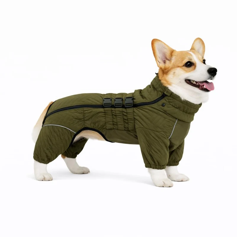 Lovelonglong Veste Chien Olive D-M — Double Couches Chaude, Imperméable et Réfléchissante