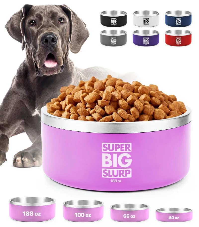 Tuff Pupper Bol Chien Isolé Double Paroi 188oz Rose — Gamelle Inox Anti-Débordement et Lavable au Lave-Vaisselle