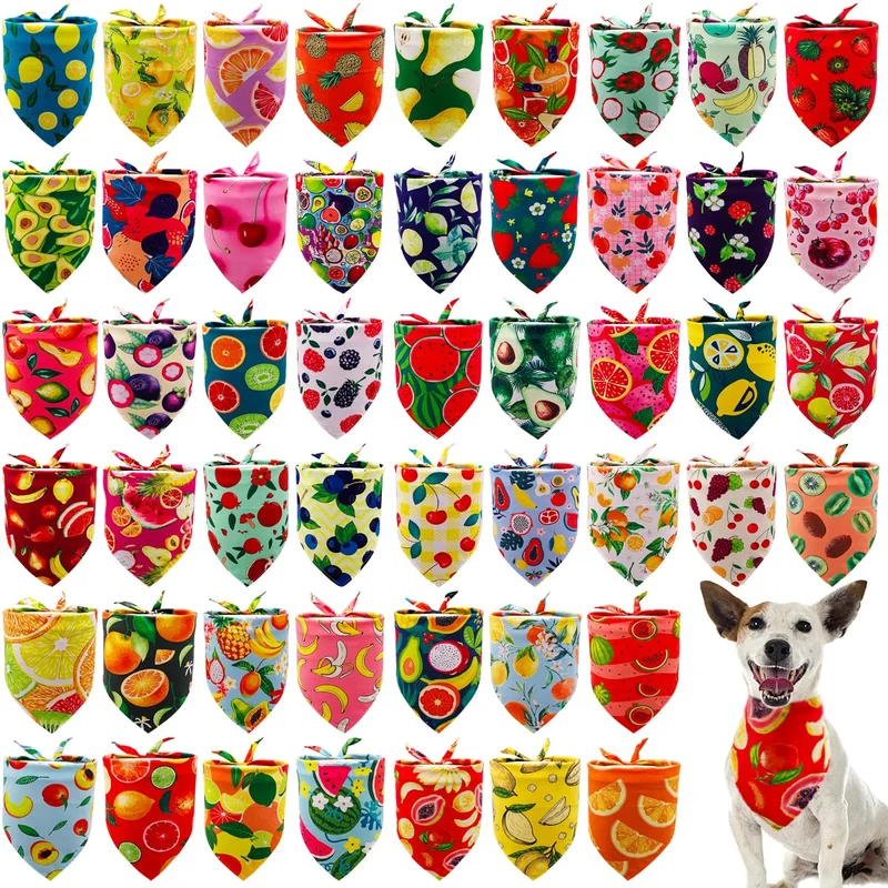JpGdn 50 foulards bandanas fruits pour chien – Taille XL | Lot de 50 pièces pour chiens XXL