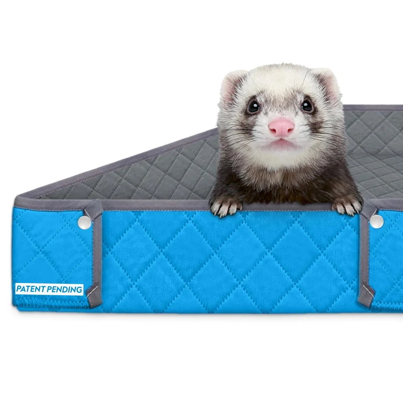 Paw Inspired Critter Box Liner – Liner lavable et réversible en fleece pour cages Critter Nation/Ferret Nation (gris/bleu)