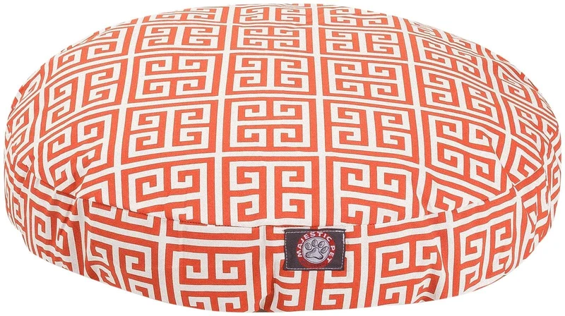 Lit rond orange pour chien – intérieur et extérieur, housse amovible lavable | Majestic Pet