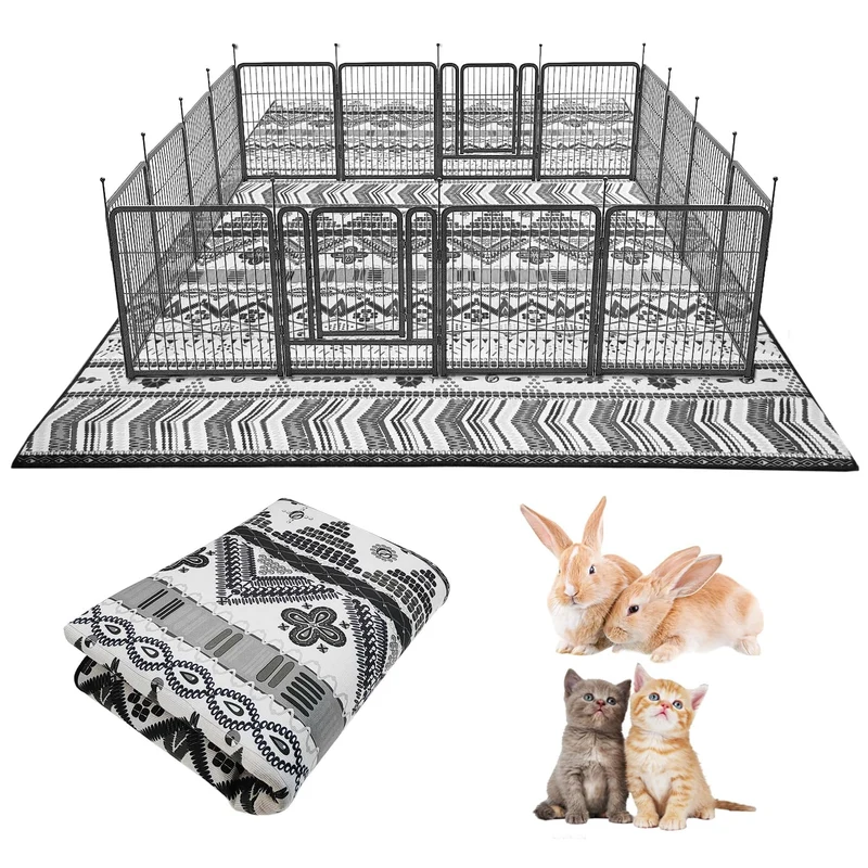 BNOSDM Grand Tapis Pour Lapins 79 × 55 pouces – Liner Lavable et Anti-Dérapant