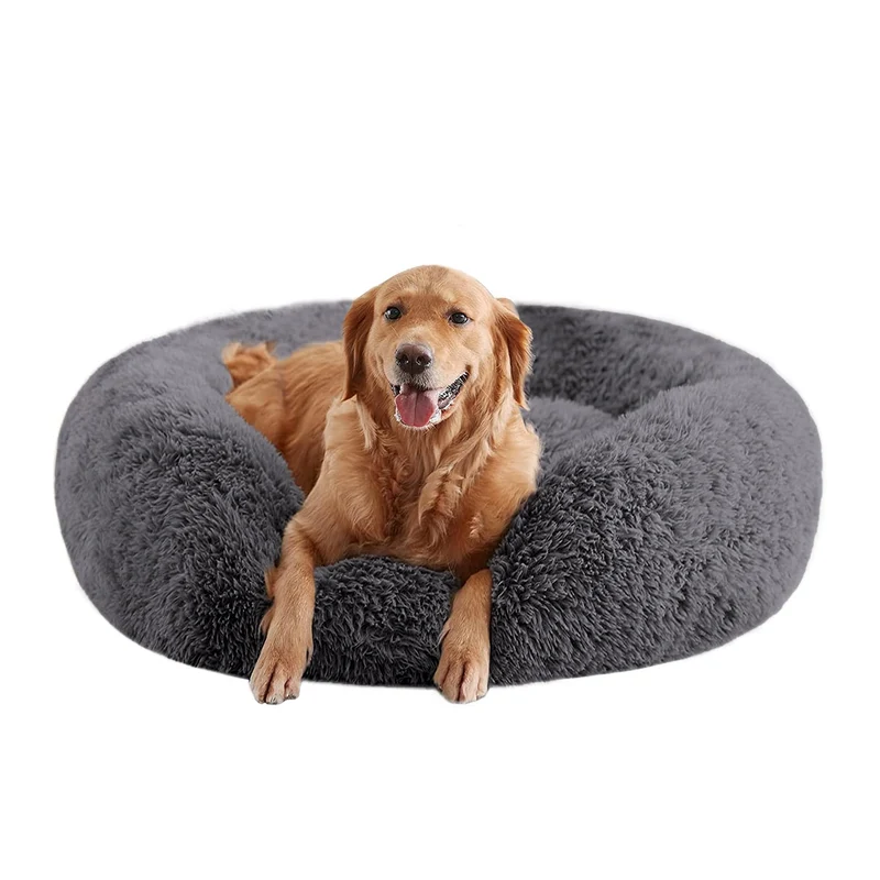 URGVANZ PET Lit Donut Calmant pour Chiens Grands – Coussins Lavables 36 pouces, Peluche Douce